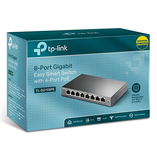 Switch TP-Link Easy Smart 8 cổng Gigabit với 4 cổng PoE TL-SG108PE